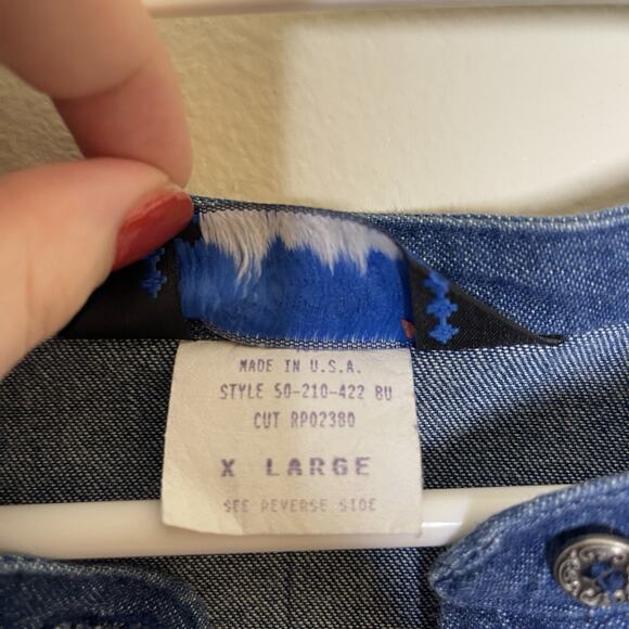 Vtg ROPER Women's Denim Southwest Aztec Button Up Rodeo Boho Cowgirl 90s Sz XL - Picture 6 of 6